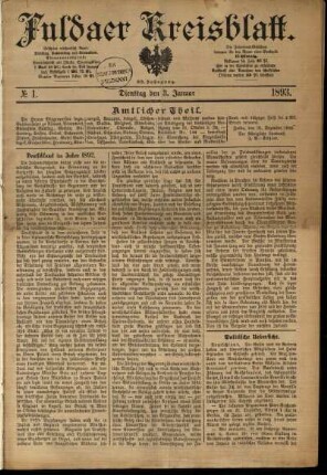 Ausgabe vom Dienstag, den 03. Januar 1893.