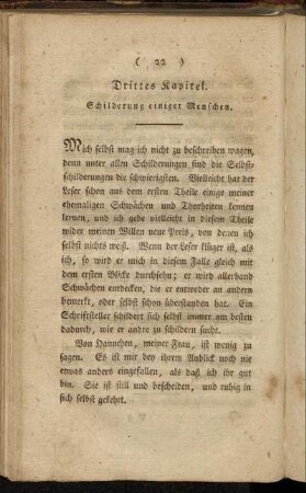 Drittes Kapitel. Schilderung einiger Menschen.