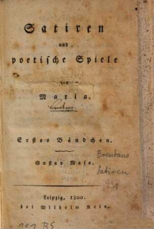 Satiren und poetische Spiele, 1. Gustav Wasa