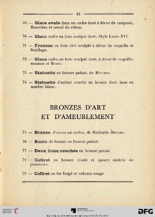 Bronzes d'art et d'ameublement (Nr. 75-102)