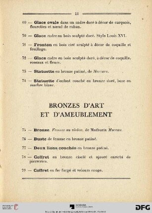 Bronzes d'art et d'ameublement (Nr. 75-102)
