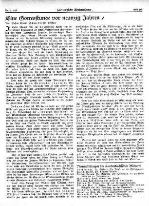 Eine Gottesstunde vor neunzig Jahren