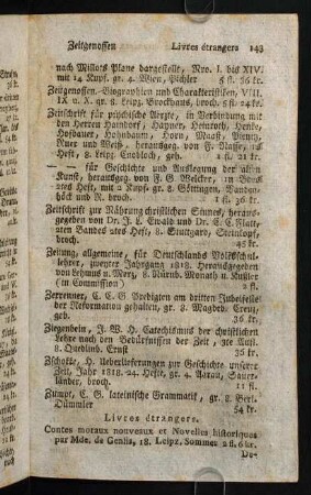 143-147, Livres étrangers