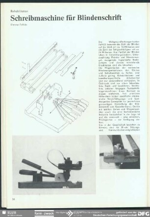 Schreibmaschine für Blindenschrift : Rahabilitation