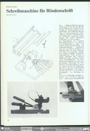 Schreibmaschine für Blindenschrift : Rahabilitation