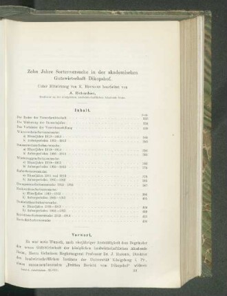 Zehn Jahre Sortenversuche in der akademischen Gutswirtschaft Dikopshof.