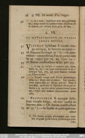 §. VII. De Mutationibus In Vocali Longa Obuiis.