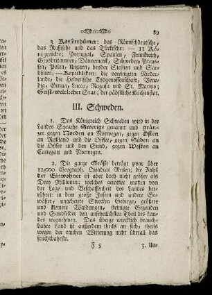 III. Schweden.