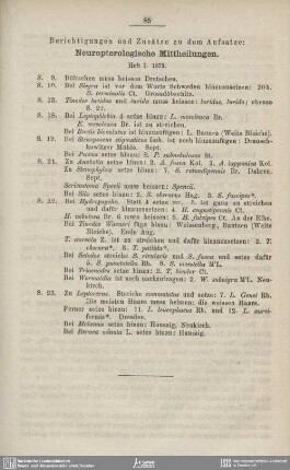 Neuropterologische Mittheilungen. Berichtigungen und Zusätze