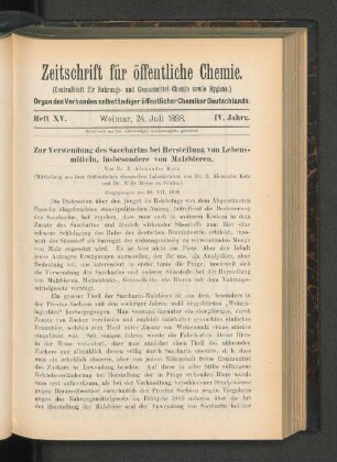 Heft XV. Weimar, 24. Juli 1898.