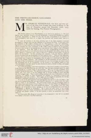 The Photo-Secession Galleries and the Press [unsigned text]