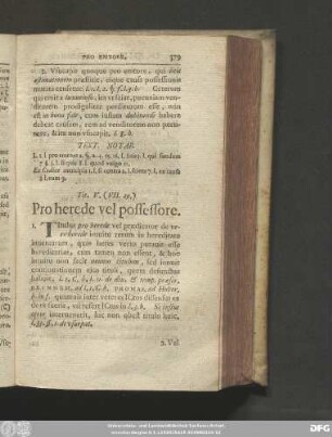 Tit. V. (VII. 29.) Pro herede vel possessore.
