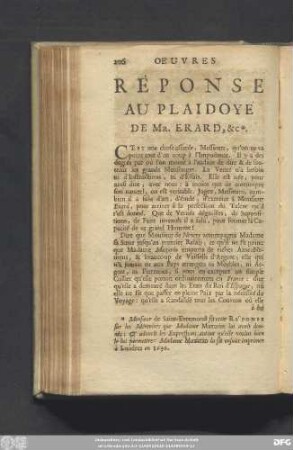 Réponse Au Plaidoyé De Mr. Erar, [et]c.