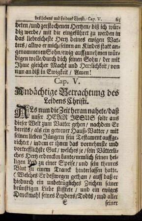 Cap. V. Andächtige Betrachtung des Leidens Christi.
