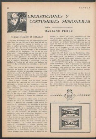 Supersticiones y costumbres misioneras