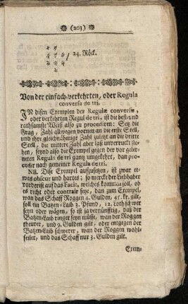Von der einfach-verkehrten, oder Regula conversa de tri.