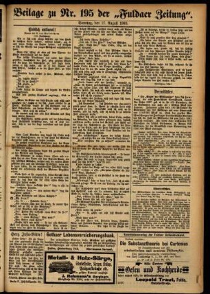Zweite Ausgabe vom Sonntag, den 27. August 1893.
