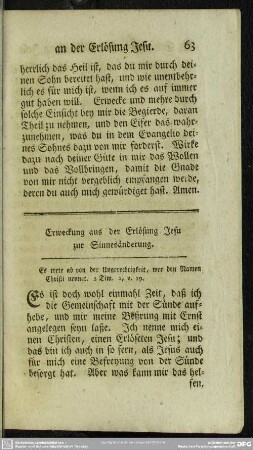Erweckung aus der Erlösung Jesu zur Sinnesänderung
