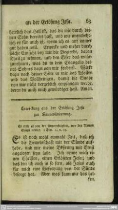Erweckung aus der Erlösung Jesu zur Sinnesänderung