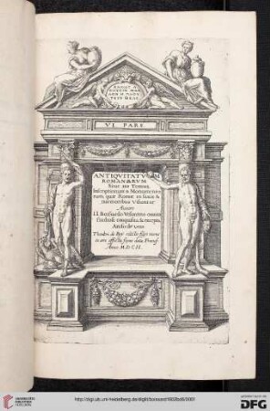Band 6: ... Pars Romanae Vrbis Topographiae & Antiquitatum: VI. pars. Antiquitatum Romanarum : sive IV. tomus inscriptionum & monumentorum ...