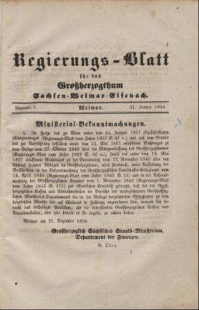 Nr. 1 : 21. Januar 1859