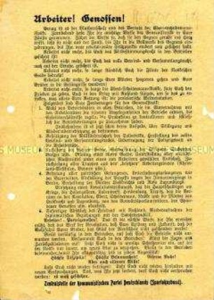 Aufruf und Forderungen der KPD für den Generalstreik