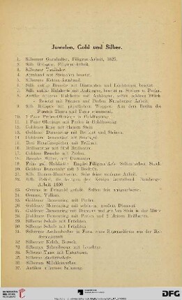 Juwelen, Gold und Silber (Nr. 1-60)