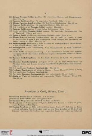 Arbeiten in Gold, Silber, Email (Nr. 708-759)
