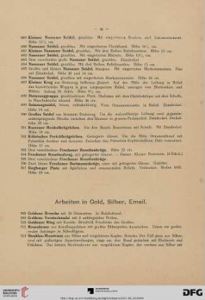 Arbeiten in Gold, Silber, Email (Nr. 708-759)