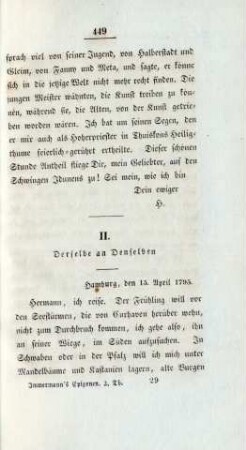 II. Derselbe an Denselben