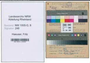 Entnazifizierung Fritz Haeuser , geb. 31.01.1908 (Ingenieur)