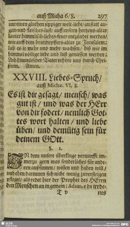 XXVIII. Liebes-Spruch, auß Michae. VI, 8