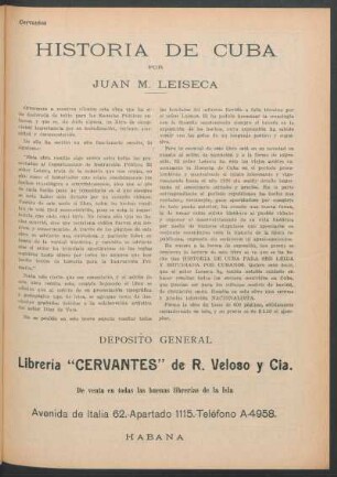 "Historia de Cuba" por Juan M. Leiseca