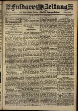 Zweite Ausgabe vom Mittwoch, den 17. Oktober 1900.