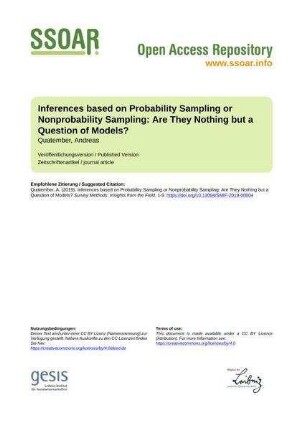 Inferences based on Probability Sampling or Nonprobability Sampling: Are They Nothing but a Question of Models?