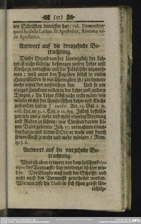 Antwort auf die vierzehnde Betrachtung