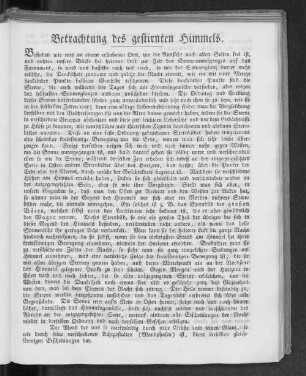 Betrachtung des gestirnten Himmels.