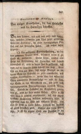 Funfzehntes Kapitel. Von einigen Krankheiten, die das Urinlassen und die Harnröhre betreffen.