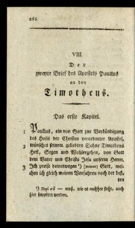 VIII. Der zweyte Brief des Apostels Paullus an den Timotheus