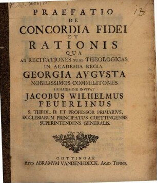 Praefatio De Concordia Fidei Et Rationis
