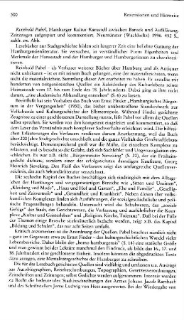 Pabel, Reinhold :: Hamburger Kultur-Karussel zwischen Barock und Aufklärung, Zeitzeugen aufgespürt und kommentiert : Neumünster, Wachholtz, 1996