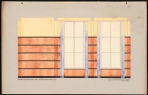 Siedlungsplan mit Schulhausgruppe Schinkelwettbewerb 1931: Schulkomplex: Fensterwand der Aula, Ansicht 1:20