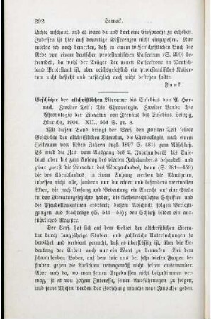 292-294 [Rezension] Harnack, Adolf von, Geschichte der altchristlichen Litteratur bis Eusebius