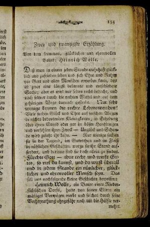Zwey und zwanzigste Erzählung. Von dem frommen, glücklichen und ehrenvollen Bauer: Heinrich Wolle.