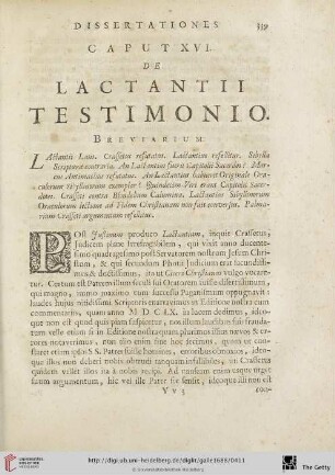 Caput XVI.: de Lactantii Testimonio
