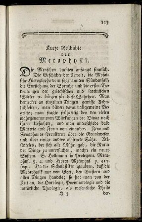 Kurze Geschichte der Metaphysik.