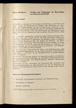 Zweiter Wahlkurs: Chemie und Technologie der Herstellung von Kupfer