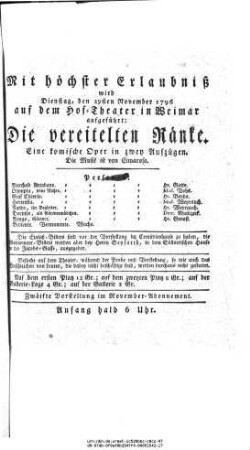 Die vereitelten Ränke