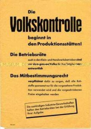 Aufruf zur Mitarbeit bei der Volkskontrolle