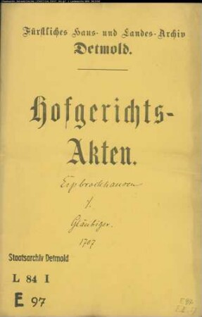 Erpbrockhausen, (Hofgerichtsassessor) Simon Friedrichs Erben gegen Kreditoren - Schuldforderung